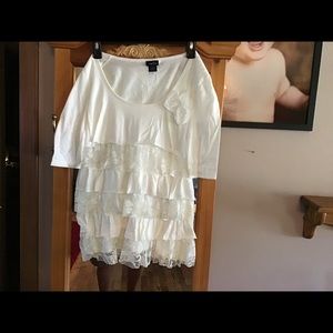 White lacy top rows of lace